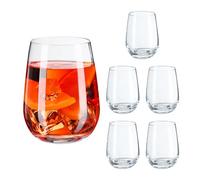 Relaxdays Vasos de Cristal Agua, Juego de 6, Aptos para Lavavajillas, para Zumo o Cocteles, 455 ml, Vidrio, Transparente