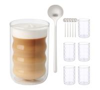 Relaxdays Vasos de latte macchiato con cuchara transparente