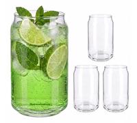 Relaxdays Vasos Highball, set de 4, 480 ml, vasos de cristal, transparentes