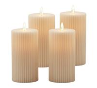 Relaxdays velas LED 4 unidades, champán | Ranuras, plástico, sin llama, llama parpadeante, Al. x Ø: 17,5x8 cm