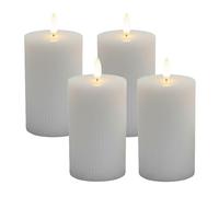 Relaxdays Velas LED acanaladas sin Llama, Cera Real, parpadeantes, 13x7.5x7.5 cm, Gris Claro