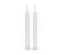 Relaxdays Velas LED Blancas, parpadeantes, Cera Real, ranuradas, sin Llama, Set de 2, 25 x 2 cm