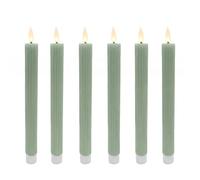 Relaxdays Velas LED de Cera auténtica, Llama Parpadeante, Juego de 6, 25x2 cm, sin Llama, Color Salvia