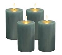 Relaxdays Velas LED de Cera Real, Llama Parpadeante, sin Llama, Set de 4, 13 x 7,5 cm, Color Caqui
