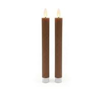 Relaxdays Velas LED en Set de 2, Llama Parpadeante, Cera Real, sin Llama, Color café, 25 x 2 cm
