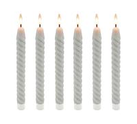 Relaxdays Velas LED en Set de 6, Llama Parpadeante, Cera Real, diseño retorcido, sin Llama, Gris Claro, 25 x 2 cm