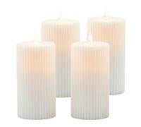 Relaxdays Velas LED, juego de 4, HxD: 18 x 7,5 cm, llama parpadeante, cera real, con ranuras, sin llama, blancas