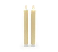 Relaxdays Velas LED Parpadeantes, Beige | Juego de 2 velas de cera real acanaladas, medidas 25 x 2 cm, sin llama para un ambiente relajante.