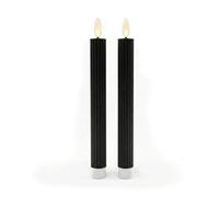 Relaxdays Velas LED parpadeantes, Cera Real, sin Llama, Set de 2, 25x2 cm Negras