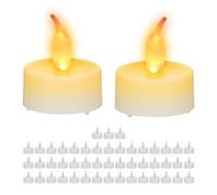 Relaxdays Velas Led Pequeñas Set de 50, Tea Lights, Redondas, Eléctricas, Parpadeantes, sin Llama, 4,5 x 3,5 cm, Blanco