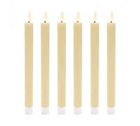 Relaxdays Velas LED, set 6, HxD: 25 x 2 cm, llama parpadeante, cera real, con estrías, sin llama, beige