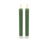 Relaxdays Velas LED, set de 2, Al. x Ø: 25 x 2 cm, llama parpadeante, caqui | Cera real, con ranuras, sin llama