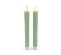 Relaxdays Velas LED, Set de 2, Llama Parpadeante, Cera Real, sin Llama, 25 x 2 cm, Color Salvia