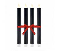 Relaxdays Velas LED, Set de 4, Cera Real, Llama Parpadeante, sin Llama, Negra, 25 x 2 x 2 cm