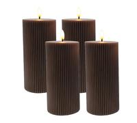 Relaxdays Velas LED Set de 4, Llama Parpadeante, Cera Real, sin Llama, 18x7.5x7.5 cm, Color café