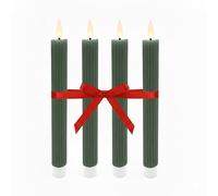 Relaxdays Velas LED, Set de 4, Llama Parpadeante, Cera Real, sin Llama, Caqui, 25 x 2 x 2 cm