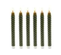 Relaxdays Velas LED, set de 6, Al x Ø: 25 x 2 cm, llama parpadeante, cera real, diseño retorcido, sin llama, caqui