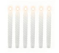 Relaxdays Velas LED, set de 6, Al x Ø: 25 x 2 cm, llama parpadeante, cera real, torcidas, sin llama, blancas