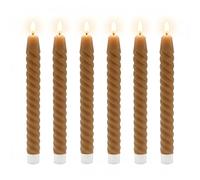 Relaxdays Velas LED Set de 6, Efecto Llama Parpadeante, Cera auténtica retorcida, sin Llama Real, marrón-Mousse, 25x2.2