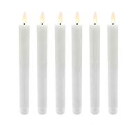Relaxdays Velas LED, set de 6, HxD: 25 x 2 cm, llama parpadeante, cera real, con ranuras, sin llama, blancas