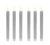 Relaxdays Velas LED, set de 6, HxD: 25 x 2 cm, llama parpadeante, cera real, con ranuras, sin llama, gris claro