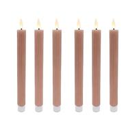 Relaxdays Velas LED, set de 6, HxD: 25 x 2 cm, llama parpadeante, cera real, con ranuras, sin llama, rosa antiguo