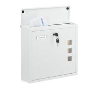 Relaxdays ventanillas, (Alto x Ancho x Fondo): 33 x 35 x 12 cm, Hierro, 4 Llaves, buzón Horizontal, Blanco