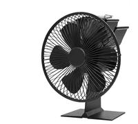 Relaxdays Ventilador chimenea 19x11x21,5cm, 6 aspas, aluminio, negro | Ventilador de estufa, protección del ventilador y bimetal 108