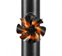 Relaxdays Ventilador chimenea, 21,3x11x17,2 cm, 6 aspas, aluminio, negro | Ventilador para horno, magnético, con termostato incluido, 25 dB