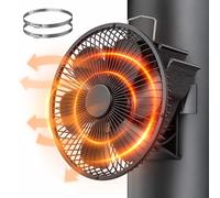Relaxdays ventilador chimenea, 6 aspas, 19x17x19 cm, Ø15-20,5 cm, negro | Aluminio, ventilador de horno, sin corriente, rejilla protectora