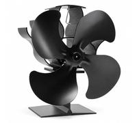 Relaxdays Ventilador de chimenea, 19 x 17,5 x 11,5 cm, negro | accionado por calor, sin electricidad, 4 aspas, de pie, ventilador de estufa, aluminio
