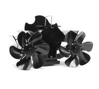 Relaxdays Ventilador doble de chimenea, 15x23,5x15 cm, negro | accionado por calor, sin electricidad, 12 aspas, tubo de estufa, ventilador de estufa, silencioso, magnético, abrazadera