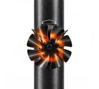 Relaxdays Ventilador para chimenea, 8 aspas, sin cable, magnético, negro | Aluminio, ventilador para horno, con termómetro incluido