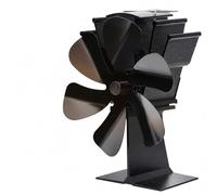 Relaxdays Ventilador para Chimenea Térmico de 6 Aspas, Negro | Distribuidor de Aire Caliente para Estufa de Leña, Aluminio, 21,5 x 17 x 11 cm