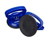 Relaxdays Ventosas para cristal, Portadores de paneles, Para azulejos y ventanas, Hasta 45 kg, Ø 12 cm, 2 Uds., Azul