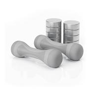 Relaxdays Verstellbare Hanteln im 2er Set Juego Ajustables, 1 kg, 1,5 kg, 2 kg, engomadas, Mancuernas para Fitness, Color Gris, 60% plástico 40% Acero, 2 Unidades