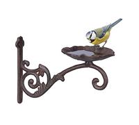 Relaxdays Vogeltränke Blatt Gusseisen Bebedero Pájaros, Hierro Fundido, Montaje Pared, Forma Hoja, Comedero Aves Silvestres, Diseño Antiguo, Marrón, 18 x 27 x 13 cm