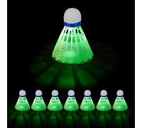 Relaxdays Volantes de Bádminton Luz LED, Set de 8, Bolas Luminosas, 8,5 x 6,5 cm, para Interior y Exterior, Blanco