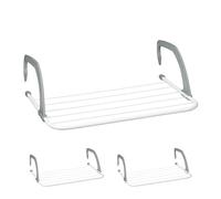 Relaxdays Wäscheständer Heizung 3er Tendedero Balcón, Set 3, Longitud Secado 3 m, para Colgar, Radiadores y Barandillas, Secador Ropa, Blanco/Gris, Acero, 15 x 63 cm