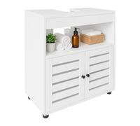 Relaxdays Waschbeckenunterschrank Lamellentüren Armario para Lavabo (63 x 60 x 30 cm, 3 Compartimentos, Tablero DM, Color Blanco), 100% Fibra