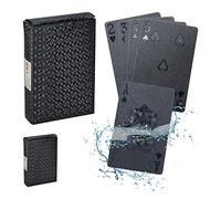 Relaxdays Wasserfeste Pokerkarten 2 Decks Set Cartas de Póker, Impermeables, 2 Barajas de 54 Naipes, Plástico, con Joker, Juego de Póquer, Negro, Aluminio, 9 x 6 x 2 cm