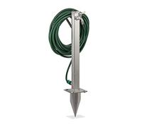Relaxdays Wasserzapfstelle Edelstahl mit Erdspieß Grifo de Agua Exterior, Estaca y Soporte para Mangueras, 66x30x15 cm, de Pie, Cuadrado, Acero INOX, Plateado, Inoxidable