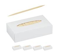 Relaxdays Zahnstocher Holz 5000er Set Palillos para Dientes, Mondadientes, Pinchos para Aperitivos, Delgados, Manualidades, 6,5 cm, Marrón, Madera, 5000 Uds