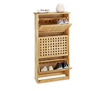 Relaxdays Zapatera Basculante de Nogal, Color Natural, HxLxP: 104.3x55x20.2 cm