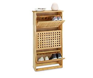 Relaxdays Zapatera Basculante de Nogal, Color Natural, HxLxP: 104.3x55x20.2 cm