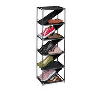 Relaxdays Zapatero, 11 Pares, Organizador Zapatos Estrecho, Gris/Negro | Baldas Rectas e Inclinadas, 121 x 38 x 30 cm