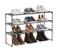 Relaxdays Zapatero, 3 Niveles, Montaje sin Herramientas, 55x117x30 cm, Estructura metálica, baldas de Tela, Negro