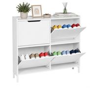 Relaxdays Zapatero 4 Compartimentos, 16 Zapatos, 90 x 100 x 19 cm, Blanco