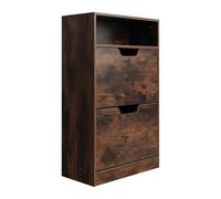 Relaxdays Zapatero abatible con Estante, 8 Pares, 2 Compartimentos, Estrecho, Industrial, marrón, 102 x 60 x 24 cm