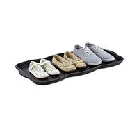 Relaxdays Zapatero Antigoteo Grande, Plástico, Negro, 3 x 49 x 35 cm | Bandeja de plástico para 6 zapatos, perfil recoge suciedad (Al x An x Fon): 3 x 75 x 38 cm